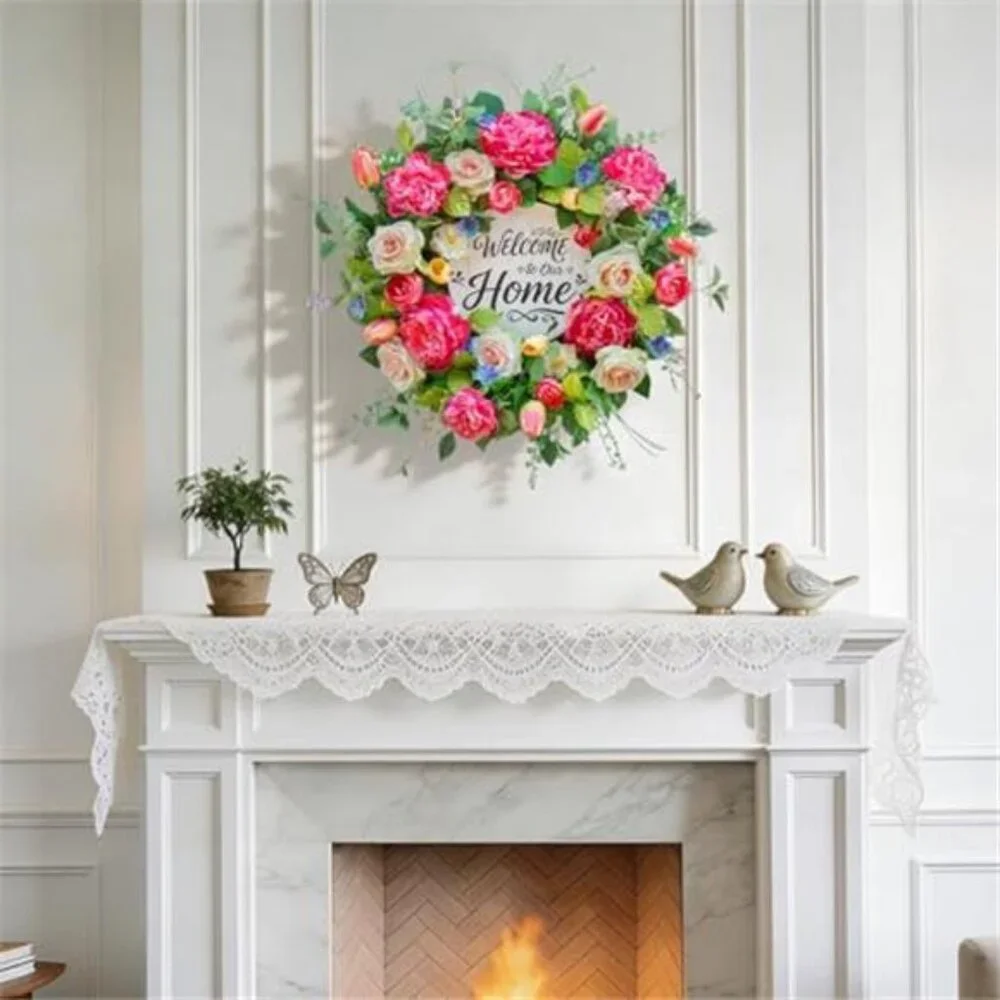 Spring Wreath for Front Door Floral Design, 24 Inch